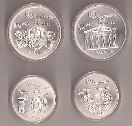 1976 Montreal Olympic Silver Coins 1976 Montreal Olympic Silver Coins